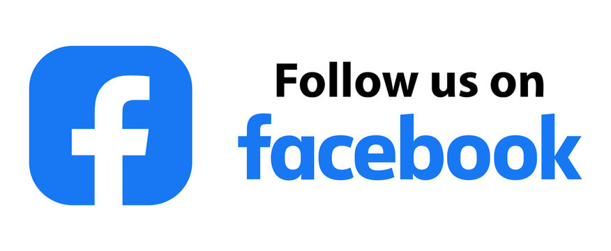 Facebook logo with the text 'Follow us on Facebook' inviting users to follow on social media.